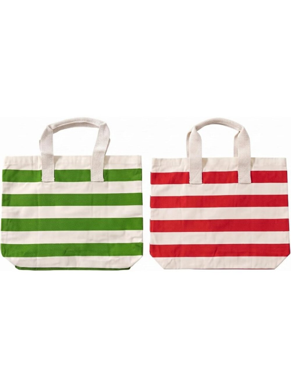 Large Canvas Tote Bags Set - Nautical Stripe Cotton Hand-Carry Shopper - Beach